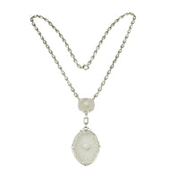 Gorgeous Granat Camphor Glass Double Drop Necklace