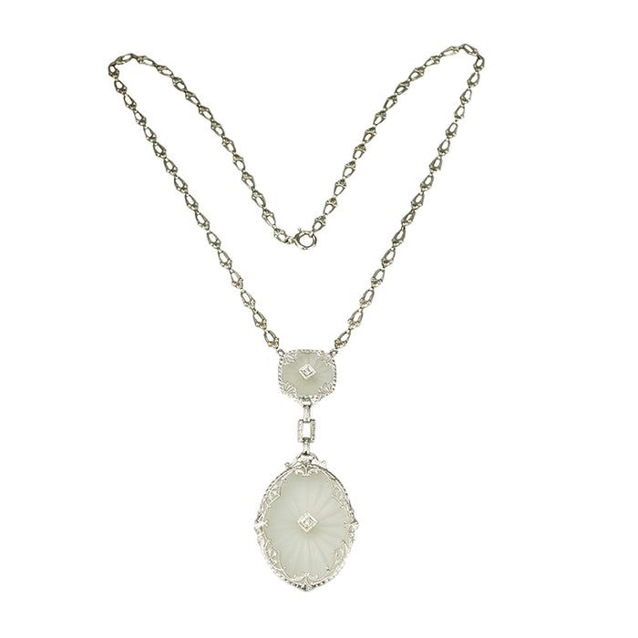 Gorgeous Granat Camphor Glass Double Drop Necklace