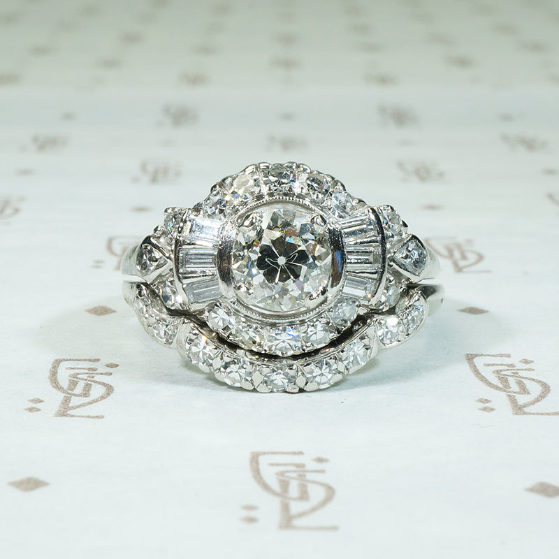 Exquisite Platinum and Diamond Granat Wedding Set