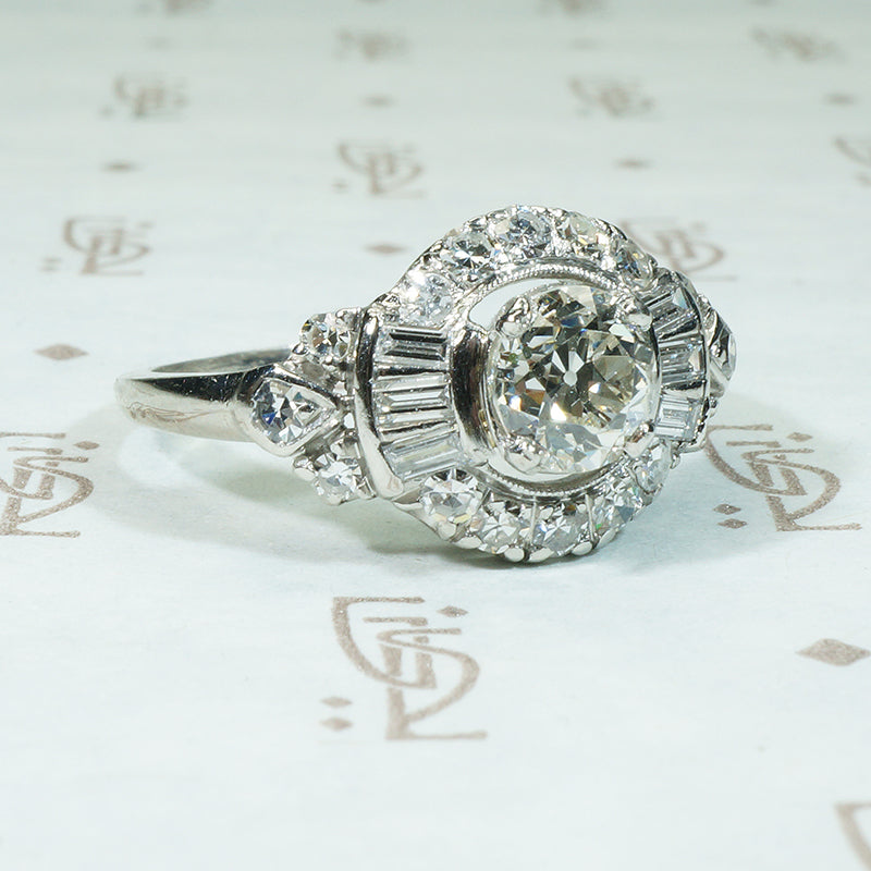 Exquisite Platinum and Diamond Granat Wedding Set