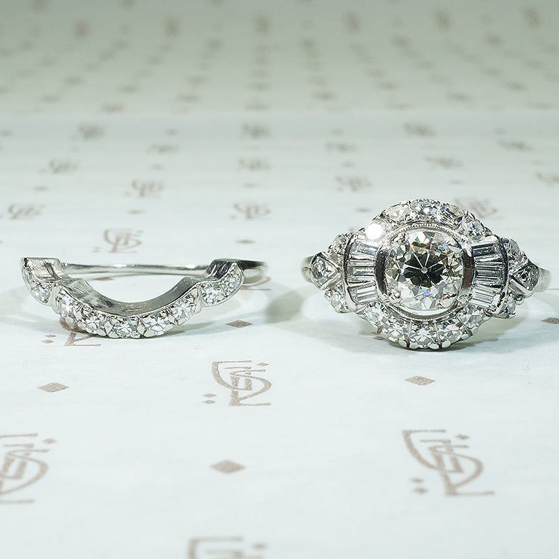 Exquisite Platinum and Diamond Granat Wedding Set