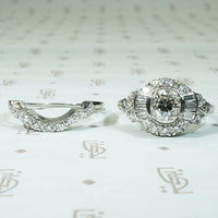 Exquisite Platinum and Diamond Granat Wedding Set