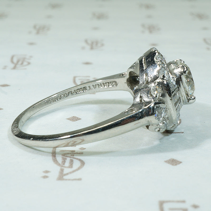 Exquisite Platinum and Diamond Granat Wedding Set