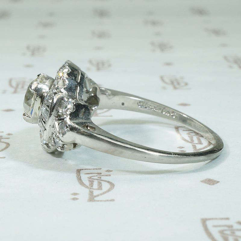 Exquisite Platinum and Diamond Granat Wedding Set