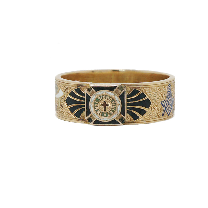 enameled vintage masons band ring