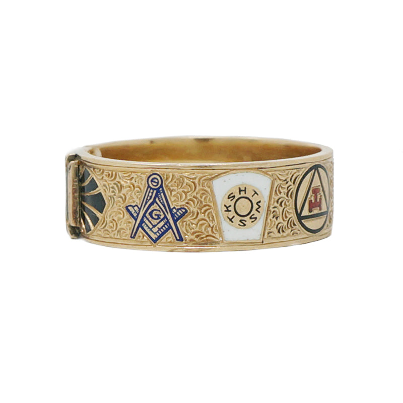 enameled vintage masons band ring
