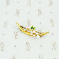 14k gold crescent moon with pearl grapes