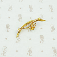 14k gold crescent moon with pearl grapes back view