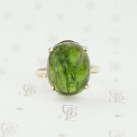 Breathtaking Green Tourmaline Cabochon Ring