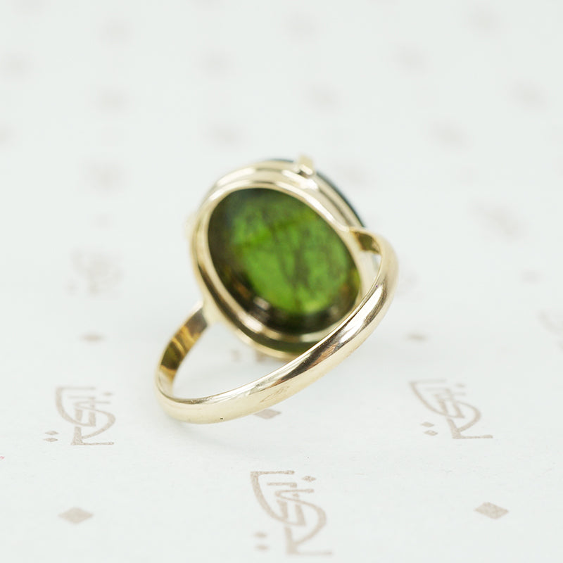 Breathtaking Green Tourmaline Cabochon Ring