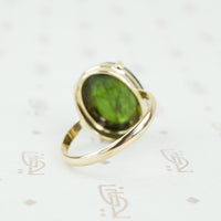 Breathtaking Green Tourmaline Cabochon Ring