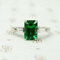Rich Green Tsavorite Garnet Emerald Cut in Platinum