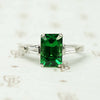 Rich Green Tsavorite Garnet Emerald Cut in Platinum