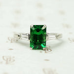 Rich Green Tsavorite Garnet Emerald Cut in Platinum