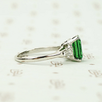 Rich Green Tsavorite Garnet Emerald Cut in Platinum