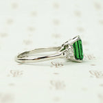 Rich Green Tsavorite Garnet Emerald Cut in Platinum