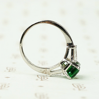 Rich Green Tsavorite Garnet Emerald Cut in Platinum