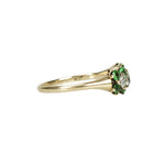 Green Garnet and OMC Diamond Ring - Gem Set Love