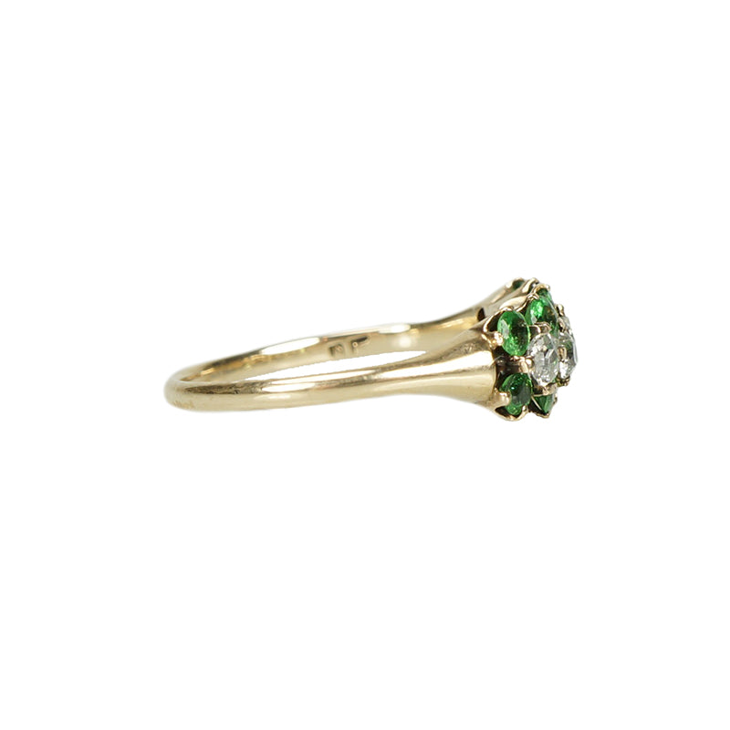 Green Garnet and OMC Diamond Ring - Gem Set Love