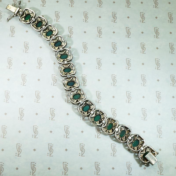 Deco Style Green Onyx & Marcasite Bracelet