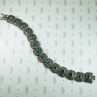Deco Style Green Onyx & Marcasite Bracelet