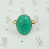 vintage green chrysoprase scarab in 14k recycled gold ring