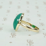 Vintage Chrysoprase Scarab Gold Ring by GSL