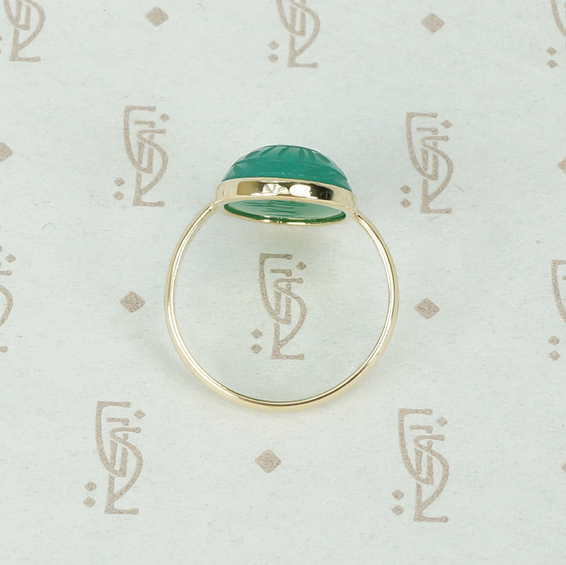 Vintage Chrysoprase Scarab Gold Ring by GSL