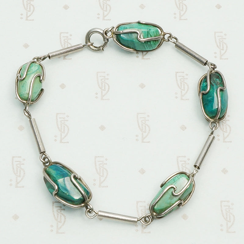 Sterling Silver Wrapped Stone Bracelet