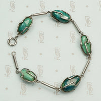 azurite, malachite, and turquoise sterling silver bracelet wrapped stone and bar links