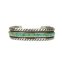 Vintage Coin Silver Cuff with Green Turquoise