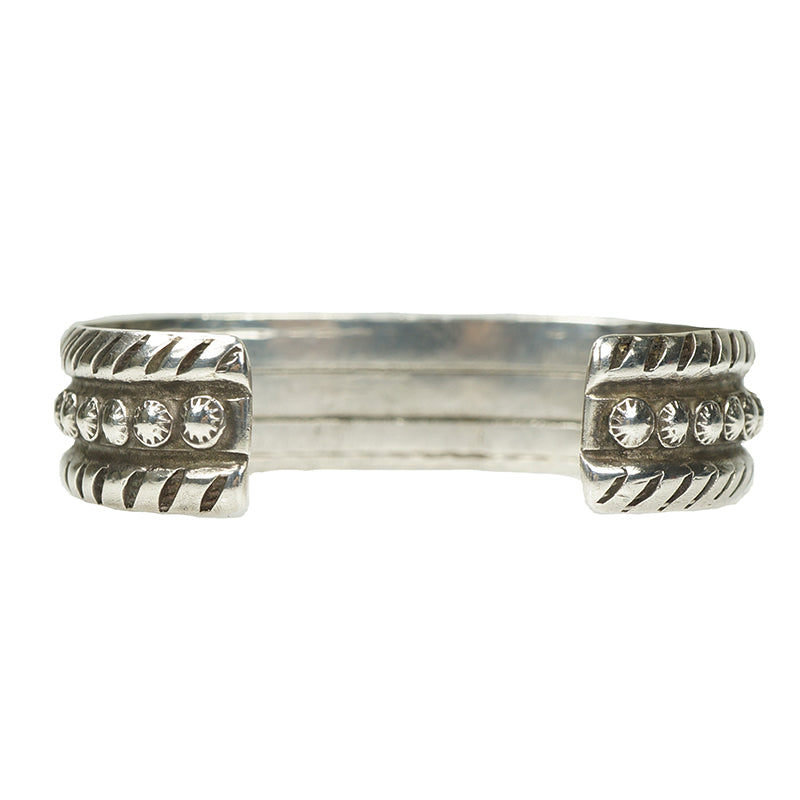 Vintage Coin Silver Cuff with Green Turquoise