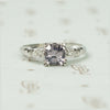 Square Step Cut Grey Spinel Platinum Engagement Ring