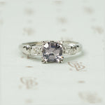 Square Step Cut Grey Spinel Platinum Engagement Ring