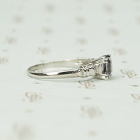 Square Step Cut Grey Spinel Platinum Engagement Ring