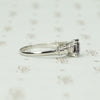 Square Step Cut Grey Spinel Platinum Engagement Ring