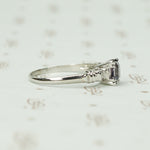 Square Step Cut Grey Spinel Platinum Engagement Ring