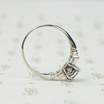 Square Step Cut Grey Spinel Platinum Engagement Ring