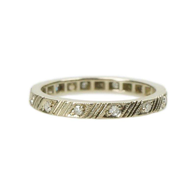 Deco 18k White Gold and Diamond Eternity Band