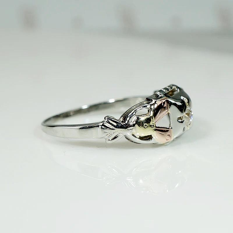 Colorful Tri Color Gold & Diamond Engagement Ring