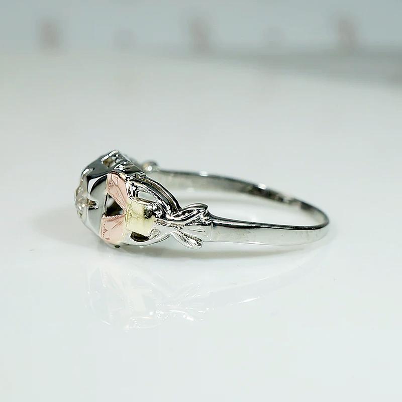 Colorful Tri Color Gold & Diamond Engagement Ring