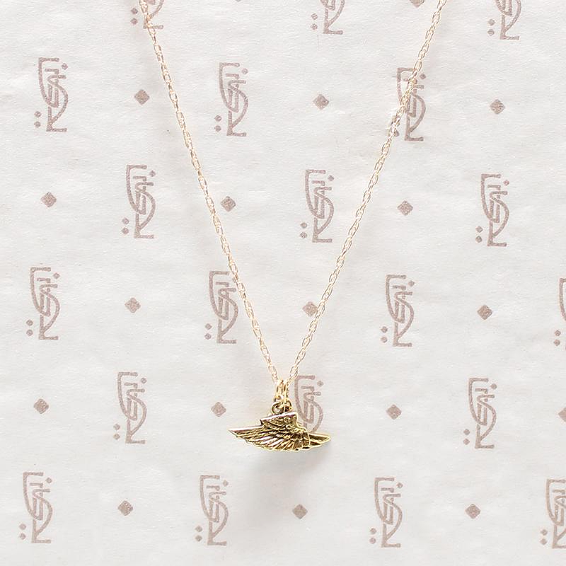 Vintage Gold Feathered Wing Charms Necklace