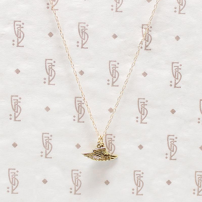 Vintage Gold Feathered Wing Charms Necklace