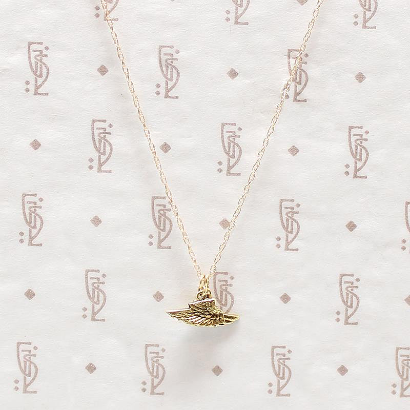 Vintage Gold Feathered Wing Charms Necklace