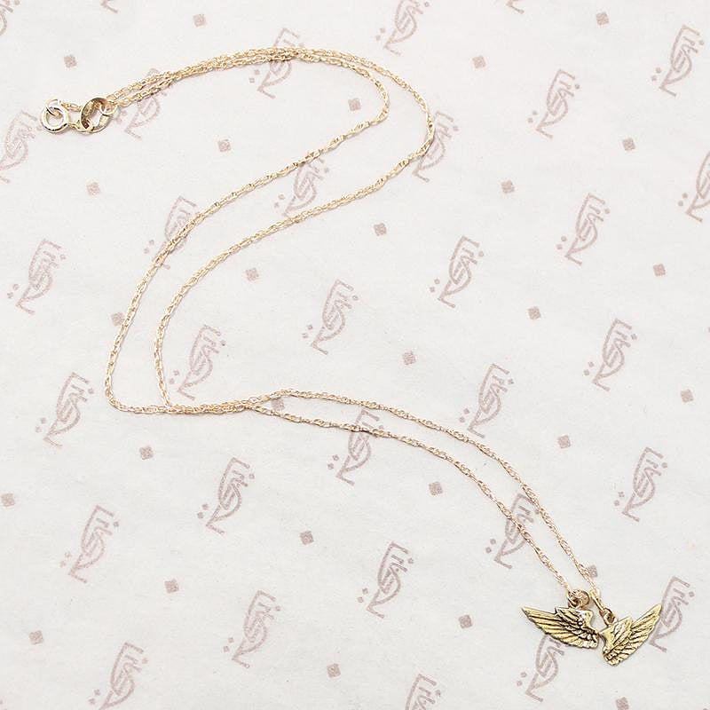Vintage Gold Feathered Wing Charms Necklace