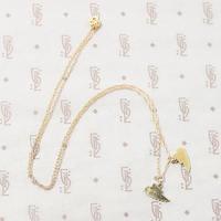Vintage Gold Feathered Wing Charms Necklace