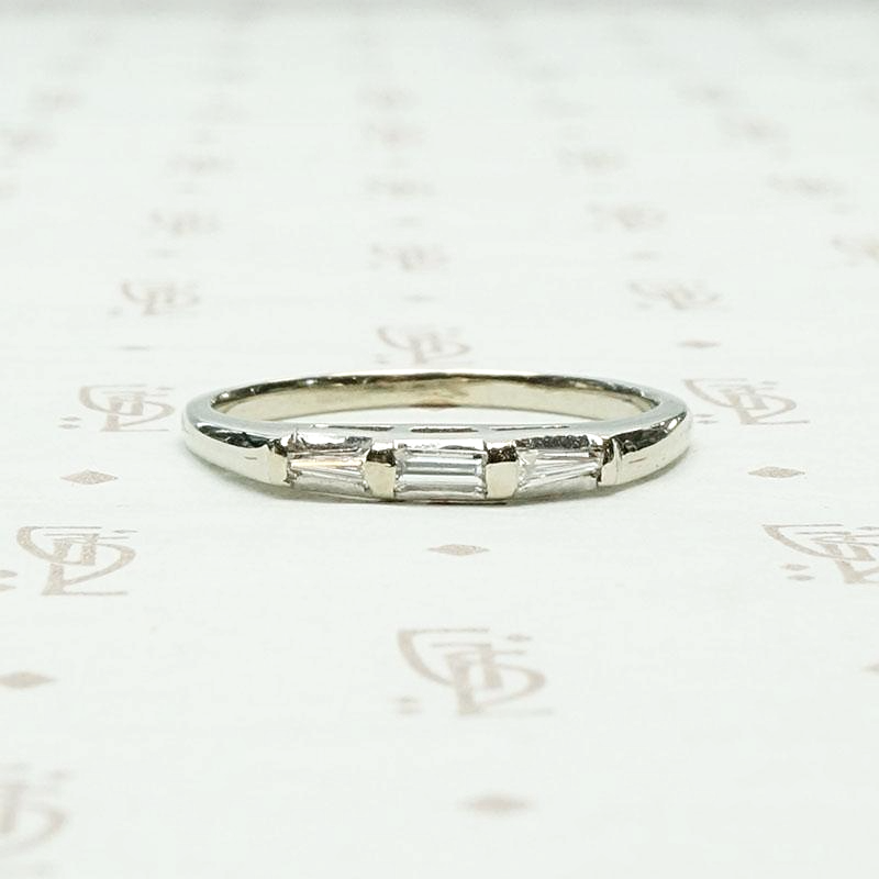 Clean Lined Baguette Band in White Gold