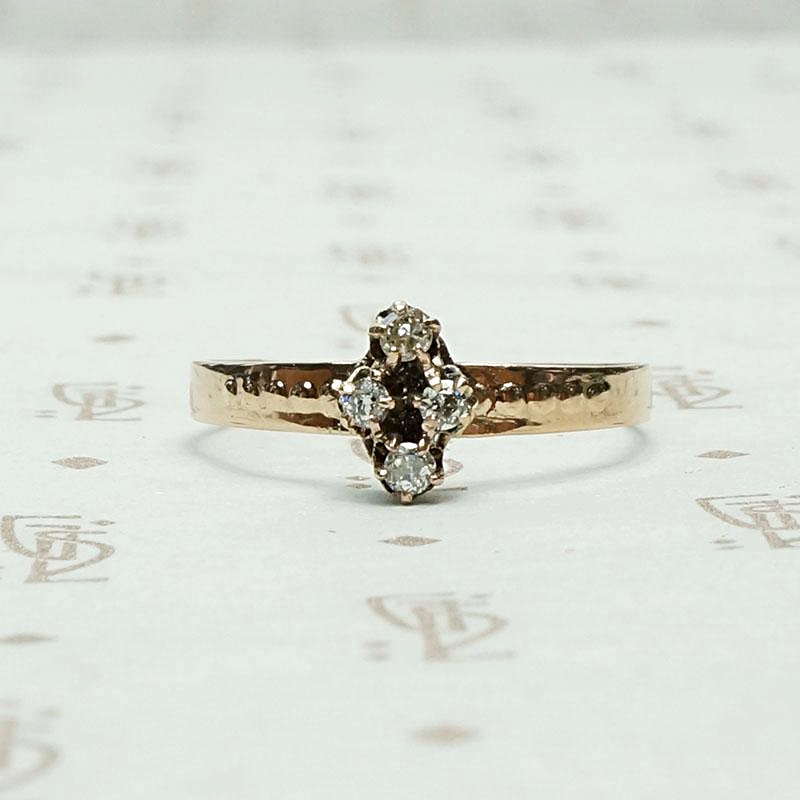 Dainty Victorian Diamond Ring in Rose Gold