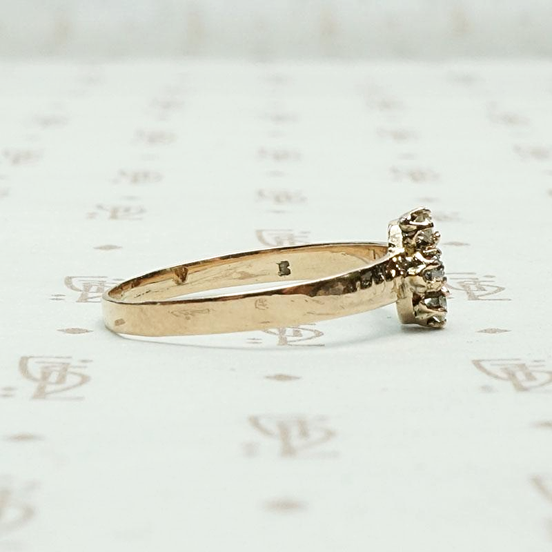 Dainty Victorian Diamond Ring in Rose Gold, right view