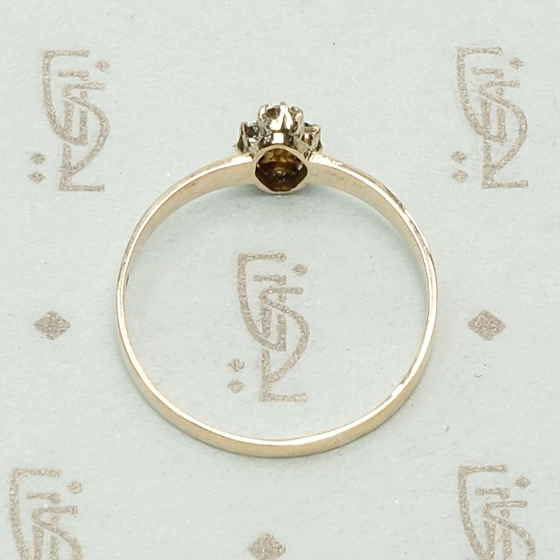 Dainty Victorian Diamond Ring in Rose Gold, top view